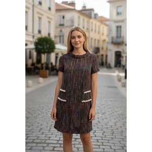 Tuckernuck XXS Multicolor Tweed Dress Pearl Pockets‎ Career Party Cocktail